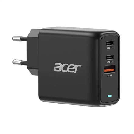 Acer 67W PD GaN Charger, 2 x USB C and 1 x USB A, EU Plug, 100W USB C cable, Retail Pack