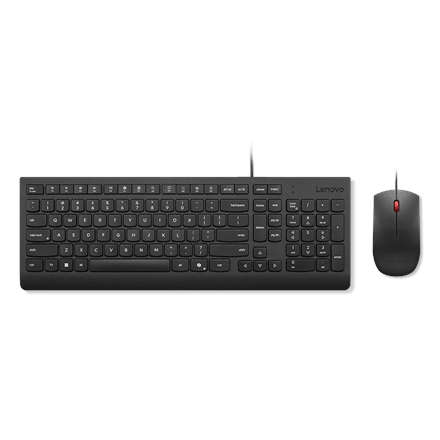Lenovo Essential wired keyboard and mouse set, Estonian layout, black