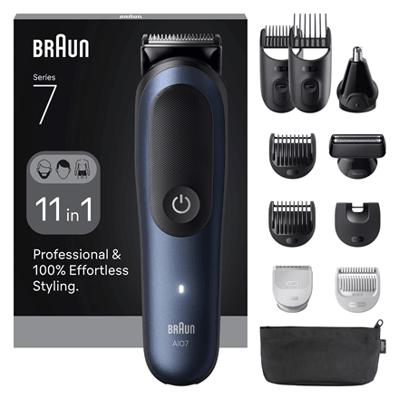 Braun 11in1 Grooming Kit | All-in-One Series 7 AIO7540 | Cordless | Number of length steps 14 | Black/Blue