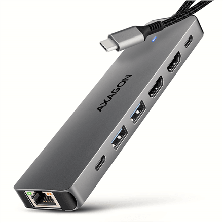 USB-C jagur AXAGON HMC-7HX2, 7-ühes, kaks 4K-ekraani, 5 Gbit/s