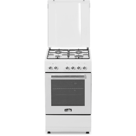 Simfer | Cooker | 5405SERBB | Hob type Gas | Oven type Electric | White | Width 50 cm | Depth 60 cm | Electronic ignition | Energy efficiency class A | 43 L