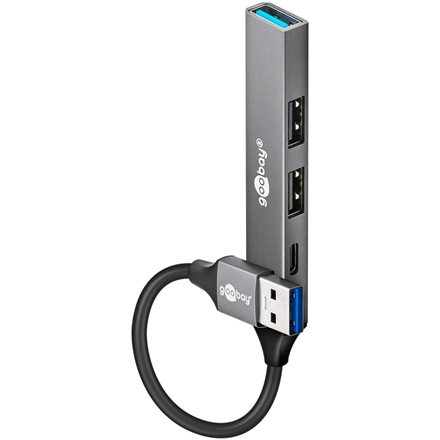 Goobay Slim 4-Port USB Hub, USB-A to USB-C/USB-A, 5 Gbit/s | 74458