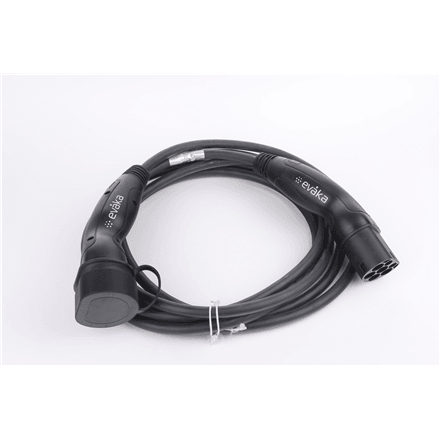 Evaka EV Charging Cable Type 2-Type 2, 22 kW, 32 A, 5 x 6 mm2, 1 x 0.5 mm2, 5 m | ITGAM3871 | Black