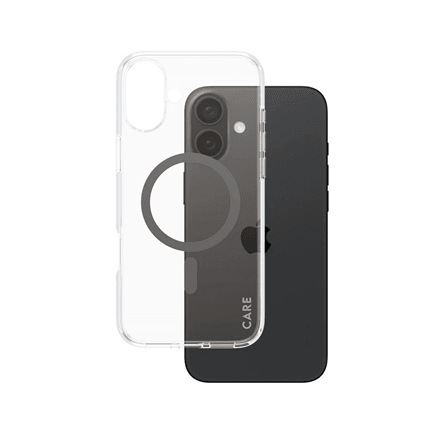 CARE by PanzerGlass Case Flagship | Back protection | Apple | iPhone 16 Plus | Recycled plastic | Transparent/Black | MagSafe