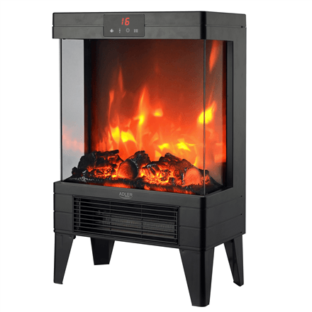 Adler AD 7755 LED Electric Fireplace Heater, 2000 W, Black
