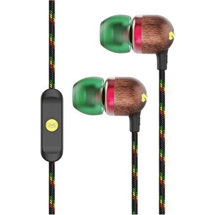 Marley Smile Jamaica in-ear headphones with mic, Rasta