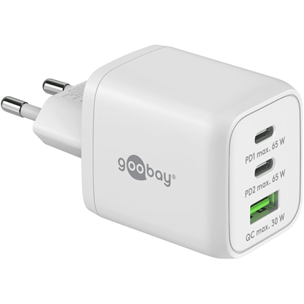 Goobay 65 W USB-C PD GaN Multiport Fast Charger Nano, White | Goobay | 65 W USB-C PD GaN Multiport Fast Charger Nano