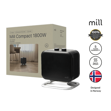 Mill | Heater | CUS1800MECBA | PTC Fan | 1800 W | Suitable for rooms up to 30 m² | Black