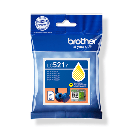 Brother LC521Y tindikassett, kollane, 500 lk