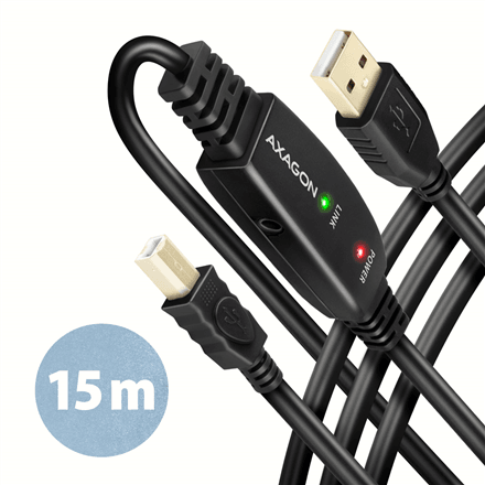Axagon ADR-215B USB repeater cable, USB-A to USB-B, 15 m