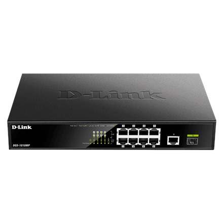 D-Link | 10 Gigabit port Switch with PoE | DGS-1010MP | Unmanaged | Desktop / Rackmount | Gigabit Ethernet (copper) ports quantity 1 | SFP ports quantity 1 | Power over Ethernet (PoE) ports quantity 8