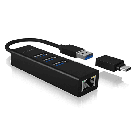 USB-jagaja Raidsonic Icy Box IB-HUB1419-LAN, 4 porti, Gigabit LAN