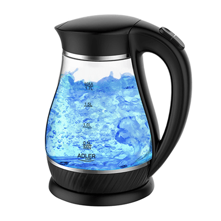 Adler AD 1274 electric kettle, 1.7 L, glass and plastic, black