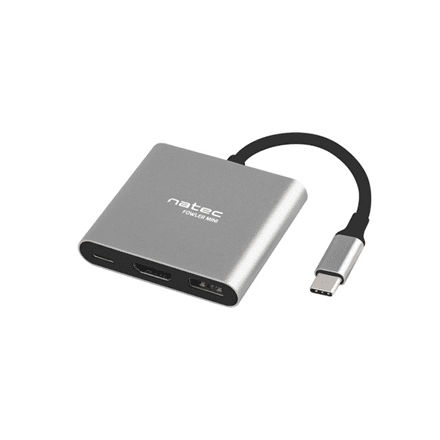 Natec NMP-1607 USB-C Multiport Adapter, HDMI 4K, USB 3.0, Grey