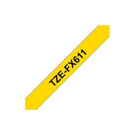 Brother TZe-FX611 flexible ID laminated tape, 6 mm, black on yellow, 8 m