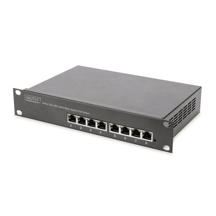Digitus DN-95317 8-pordiline gigabitine PoE+ switch racki, 80 W