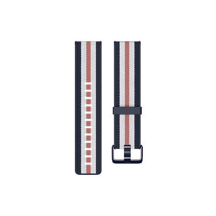 Fitbit | Versa-Lite Woven Hybrid Band, large, navy/pink | The Fitbit Versa woven hybrid band is made of polyester woven material on top and fluoroelastomer material on the bottom with an aluminium buckle. | The Fitbit Versa woven hybrid band is not water resistant.