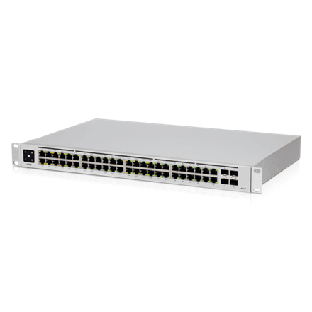 Ubiquiti USW-48-PoE hallatav switch, 48 porti, 32 PoE+ ja 4 SFP