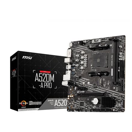 MSI A520M-A PRO Micro ATX Motherboard, AM4, DDR4