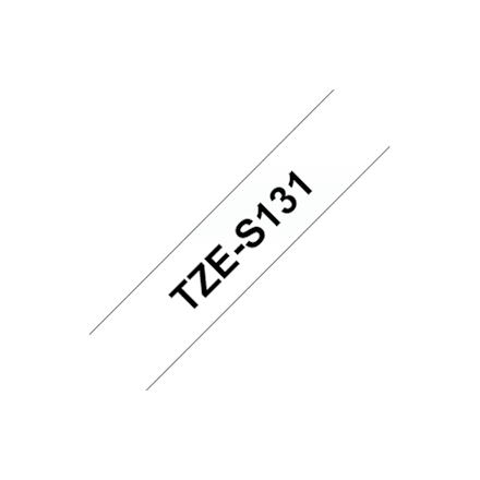 Brother TZe-S131 strong adhesive laminated tape, 12 mm, black on clear, 8 m