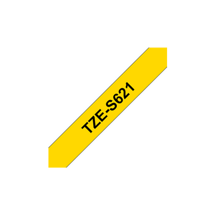 Brother TZe-S621 strong adhesive laminated tape, 9 mm, black on yellow, 8 m
