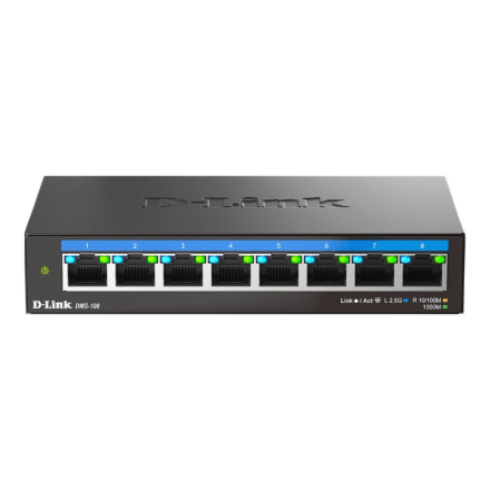 D-Link | DMS-108/E | 8-Port 2.5G Multi-Gigabit Desktop Switch | Desktop | Unmanaged