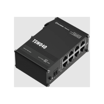 Teltonika TSW040 tööstuslik switch, 8 PoE+ porti, DIN-liistule