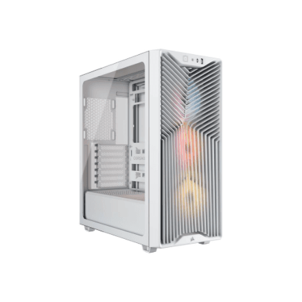 Corsair 3200D RS ARGB mid-tower PC case, white, ARGB lighting