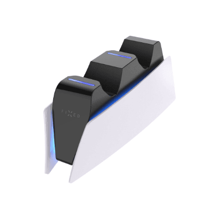 Fixed PS5 charging stand, for two DualSense controllers, black / white