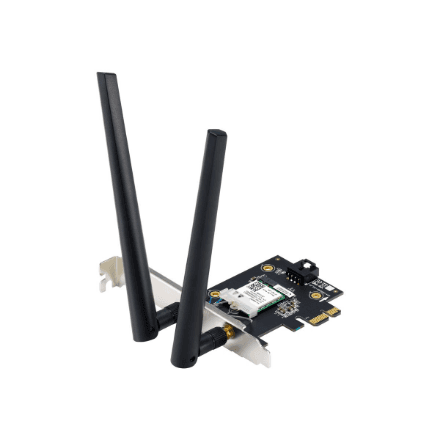 Asus PCE-BE6500 WiFi 7 PCIe võrgukaart kahe välisantenniga
