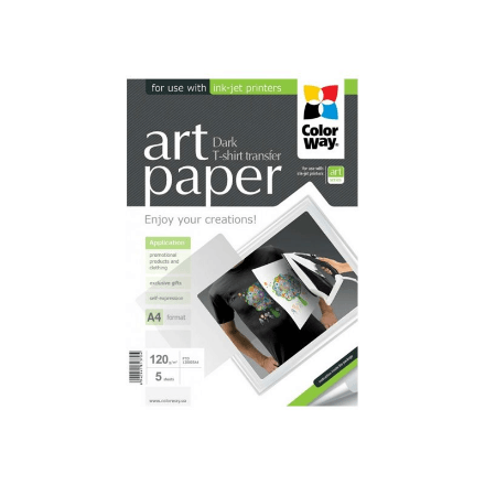 ColorWay ART T-shirt transfer paper for dark fabric, A4, 5 sheets