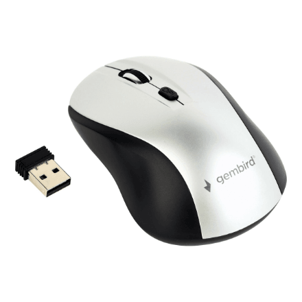 Gembird MUSW-4B-02-BS wireless mouse, 4 buttons, black/silver