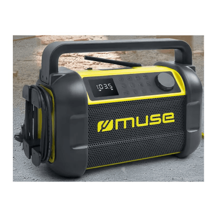 Muse M-928 BTY ehitusplatsi raadio, 20 W, IP64, NFC, must-kollane