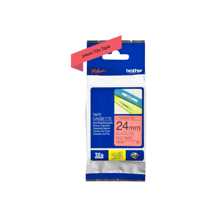 Brother TZe-451 lamineeritud lint, 24 mm, must kiri punasel, 8 m