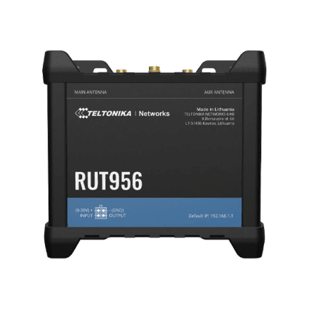 Teltonika | Industrial Router | RUT956 | 802.11n | 10/100 Mbit/s | Ethernet LAN (RJ-45) ports 4 | Mesh Support No | MU-MiMO No | 2G/3G/4G | Antenna type 2 x SMA for LTE, 2 x RP-SMA for WiFi, 1 x SMA for GNSS | 1x USB 2.0