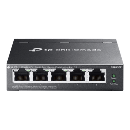 TP-LINK | Omada 5-Port Gigabit Easy Managed Switch with 4-Port PoE+ | ES205GP | Desktop/Wall mountable