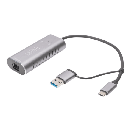 Digitus | USB Type-C Gigabit Ethernet Adapter 2.5G, USB-C + USB A (USB3.1/3.0) | DN-3028 | USB3.0/USB C 3.1 to 2.5G Ethernet Adapter