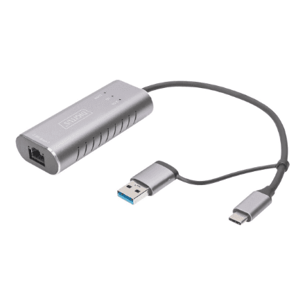 Digitus DN-3028 USB-C to Ethernet adapter, with USB-A adapter, 2.5 Gbit/s
