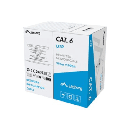 Кабель Lanberg LCU6-15CC-0305-S Cat.6 Solid CCA, 305 м, серый