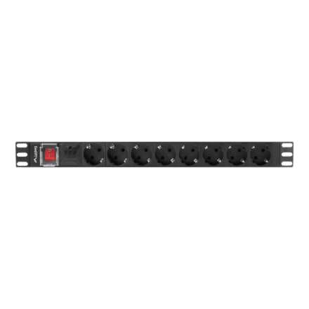 Lanberg PDU-08F-0200-BK 19" 1U Rack PDU, 8 Schuko Outlets, 16A