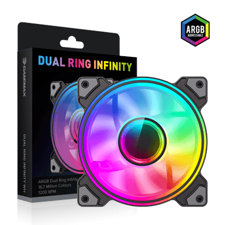 Korpuse ventilaator Gamemax DUAL RING INFINITY BK