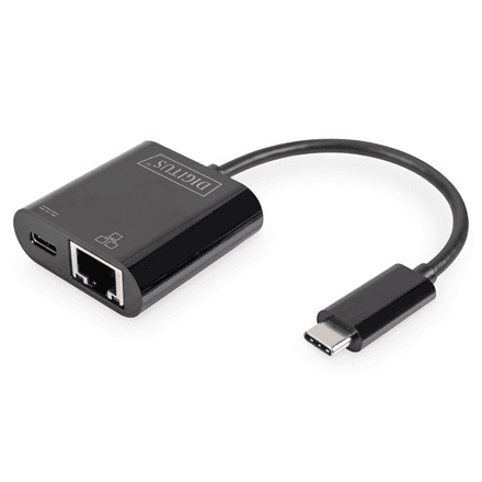 Digitus DN-3027 USB-C to Ethernet adapter, PD, Gigabit, black