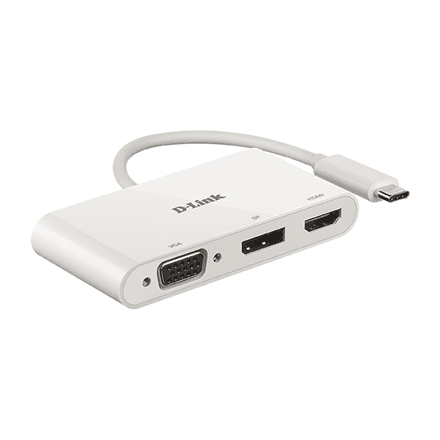 Videoadapter D-Link DUB-V310, USB-C – HDMI/VGA/DisplayPort, 3-ühes