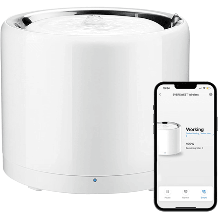PETKIT | Smart Pet Drinking Fountain | Eversweet 3 Pro (Wireless Pump) | Capacity 1.8 L | Filtering | Material Stainless Steel, ABS | White