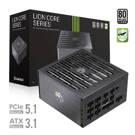 Gamemax LION CORE 1200P toiteplokk 1200 W, Platinum, täismodulaarne