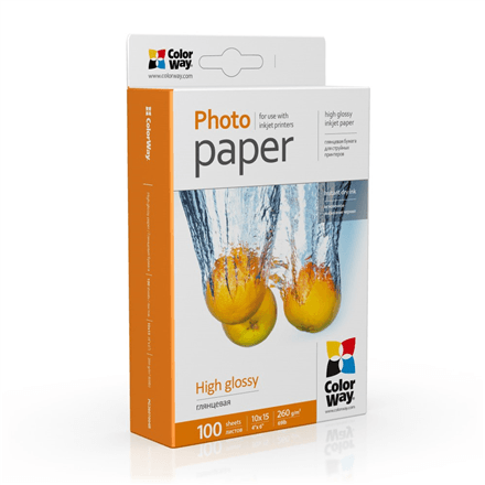 ColorWay glossy photo paper, 10×15 cm, 260 g/m², 100 sheets