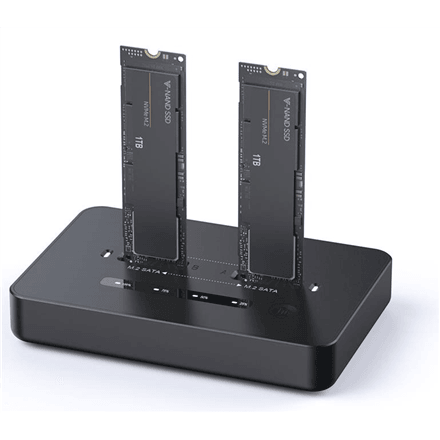 Док-станция для M.2 SSD Gembird DD2-U3M2, на два диска, USB-C, клонирование