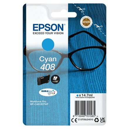 Epson 408L DURABrite Ultra tindikassett, tsüaan, 14,7 ml