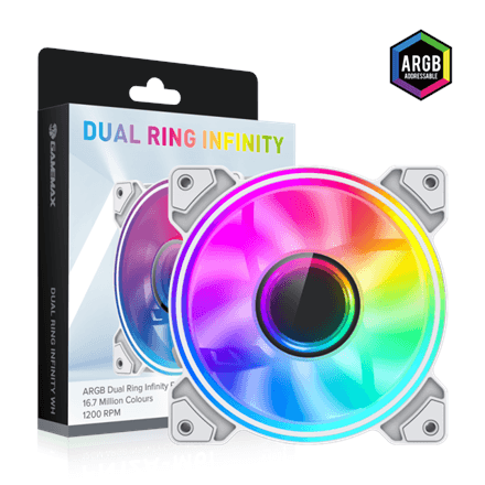 Korpuse ventilaator Gamemax DUAL RING INFINITY WH