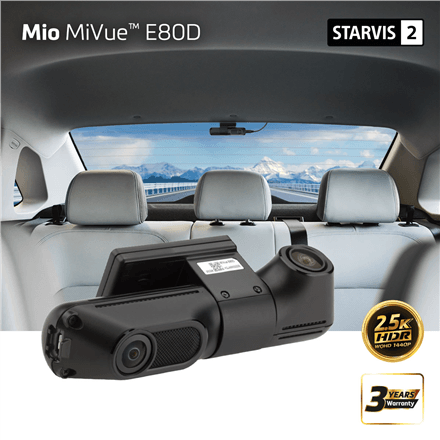 Видеорегистратор Mio MiVue E80D HDR с двумя камерами 2.5K
